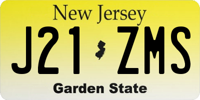 NJ license plate J21ZMS