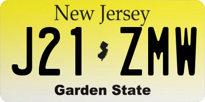 NJ license plate J21ZMW