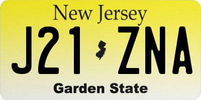 NJ license plate J21ZNA