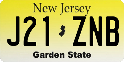 NJ license plate J21ZNB