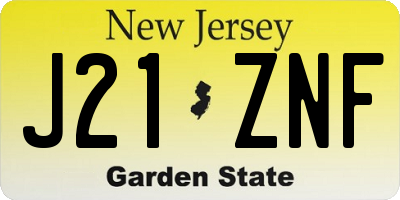 NJ license plate J21ZNF