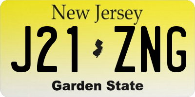 NJ license plate J21ZNG