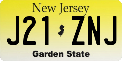 NJ license plate J21ZNJ