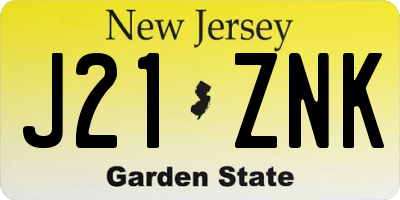 NJ license plate J21ZNK