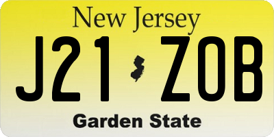 NJ license plate J21ZOB