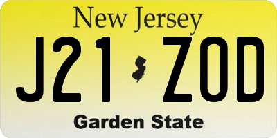 NJ license plate J21ZOD