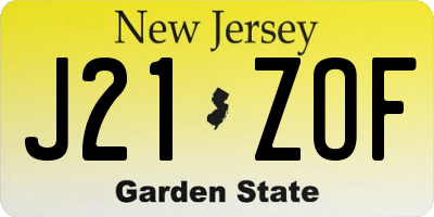 NJ license plate J21ZOF