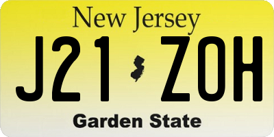 NJ license plate J21ZOH
