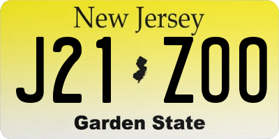 NJ license plate J21ZOO