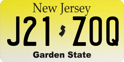 NJ license plate J21ZOQ