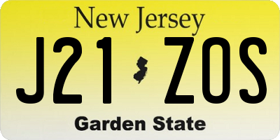NJ license plate J21ZOS