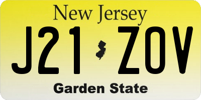NJ license plate J21ZOV
