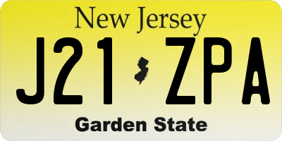 NJ license plate J21ZPA