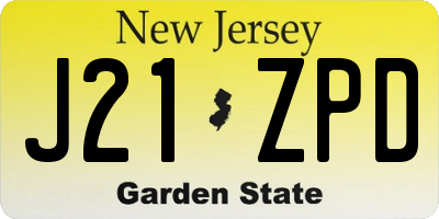 NJ license plate J21ZPD