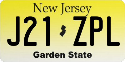 NJ license plate J21ZPL