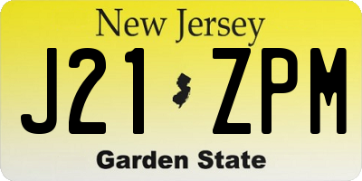 NJ license plate J21ZPM