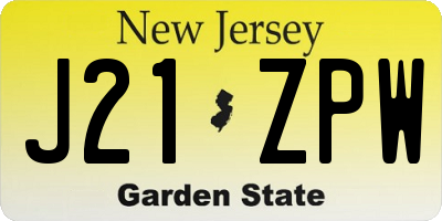 NJ license plate J21ZPW