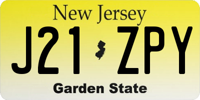 NJ license plate J21ZPY