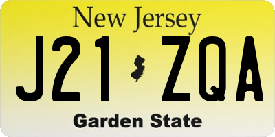 NJ license plate J21ZQA