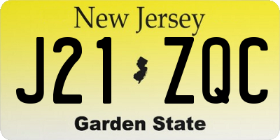 NJ license plate J21ZQC