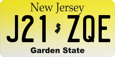 NJ license plate J21ZQE