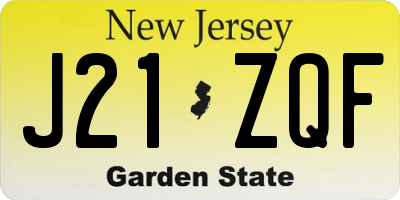 NJ license plate J21ZQF