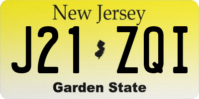 NJ license plate J21ZQI
