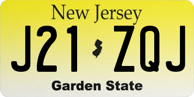 NJ license plate J21ZQJ