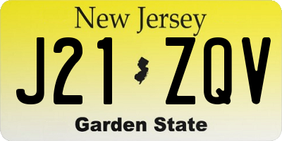 NJ license plate J21ZQV