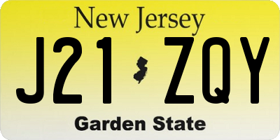 NJ license plate J21ZQY