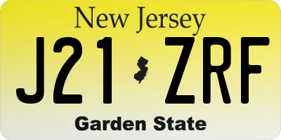 NJ license plate J21ZRF