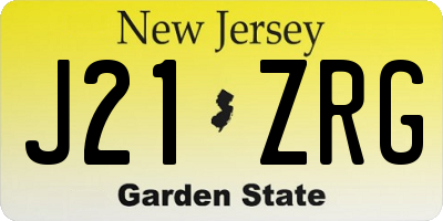 NJ license plate J21ZRG