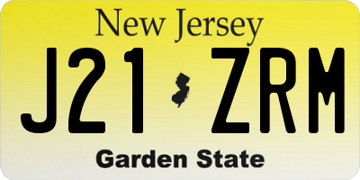 NJ license plate J21ZRM