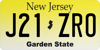 NJ license plate J21ZRO