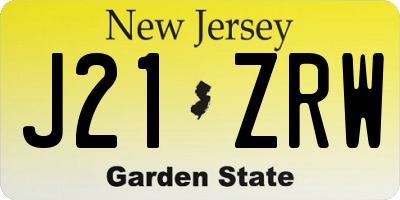 NJ license plate J21ZRW