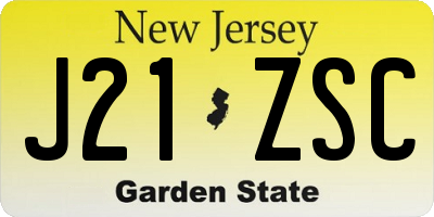 NJ license plate J21ZSC