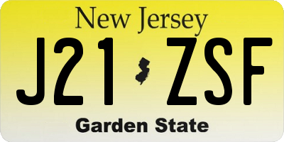 NJ license plate J21ZSF