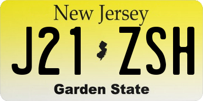 NJ license plate J21ZSH