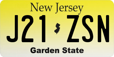 NJ license plate J21ZSN