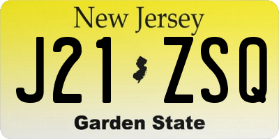 NJ license plate J21ZSQ