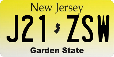 NJ license plate J21ZSW