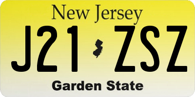 NJ license plate J21ZSZ