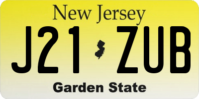 NJ license plate J21ZUB