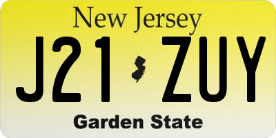 NJ license plate J21ZUY