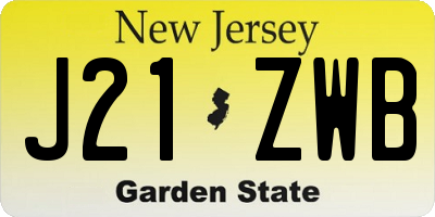 NJ license plate J21ZWB