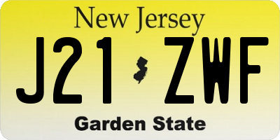 NJ license plate J21ZWF