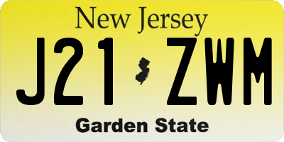 NJ license plate J21ZWM