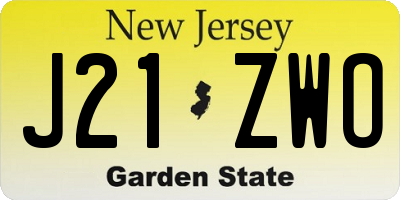 NJ license plate J21ZWO