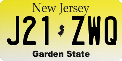 NJ license plate J21ZWQ