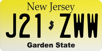 NJ license plate J21ZWW